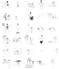 a black and white drawing of a group of people